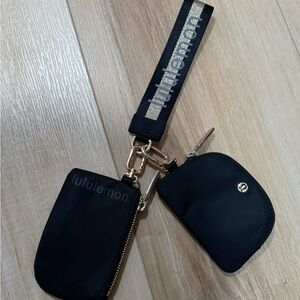 lululemon athletica Black and Gold Keychain Wallet Duo